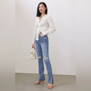 Favorite Daughter The Valentina Super High Rise Tower Jeans Split Cuff Size 28